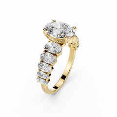 2 Carat Oval Diamond Engagement Ring with Oval Pave Diamonds