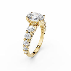 2 Carat Oval Diamond Engagement Ring with Round Pave Diamonds