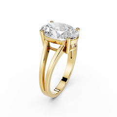 3 Carat Oval Diamond ENgagement RIng With V Shape Band