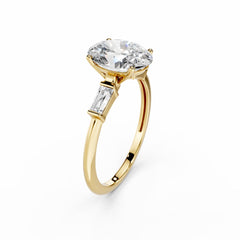 2 Carat Oval Diamond Engagement Ring With Baguette Side Diamonds