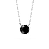 18K Gold Round Black Diamond Solitaire Necklace - 1 Carat