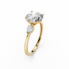 1.5 Carat Round Diamond Engagement Ring With Side pear Diamonds