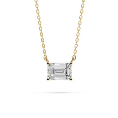 18K Gold Emerald Cut Diamond Solitaire Necklace - 1 Carat