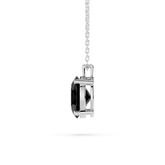 18K Gold Oval Black Diamond Solitaire Necklace - 1 Carat