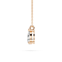 18K Gold Pear Cut Diamond Solitaire Necklace - 1 Carat