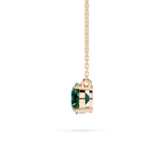 18K Gold Round Emerald Solitaire Necklace - 1 Carat