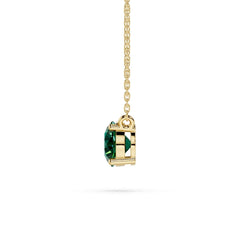 18K Gold Round Emerald Solitaire Necklace - 1 Carat