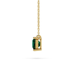 18K Gold Princess Cut Emerald Solitaire Necklace - 1 Carat