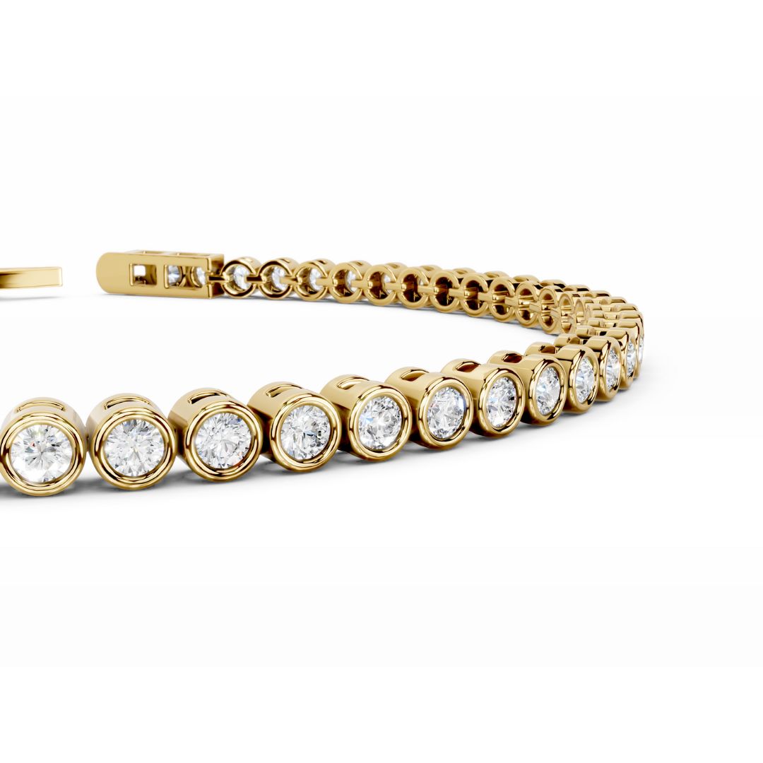 18K Gold Bezel  Lab Grown Diamond Tennis Bracelet 1.8 carat
