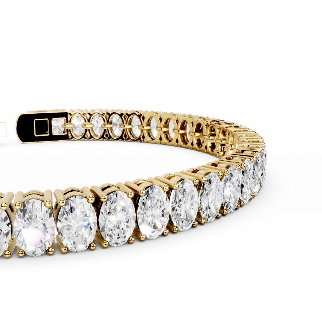 18K Gold Oval Lab Grown Diamond Bracelet 15 Carat