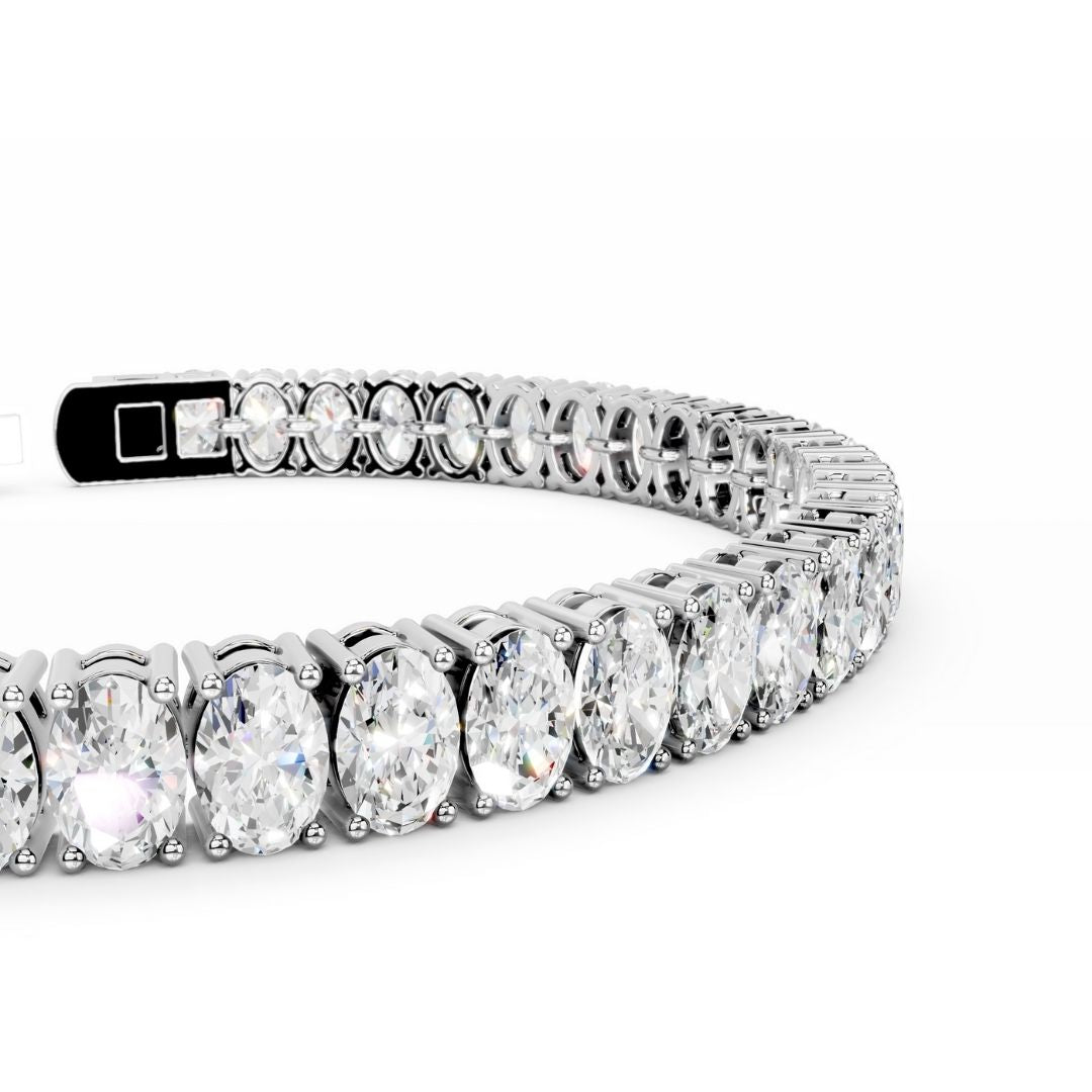 18K Gold Oval Lab Grown Diamond Bracelet 15 Carat
