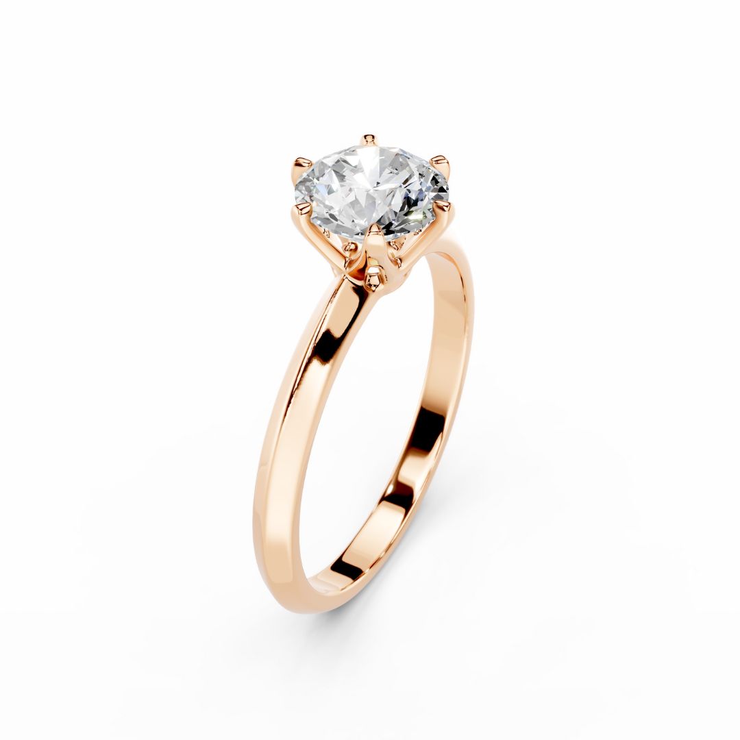 18K Rose Gold 1 Carat Round Diamond Engagement Ring