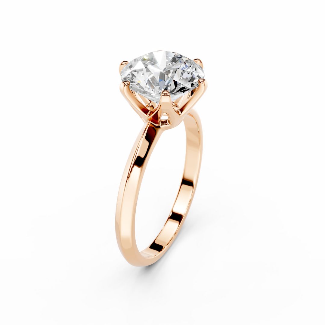 18K Rose Gold 3 Carat Round Diamond Engagement Ring