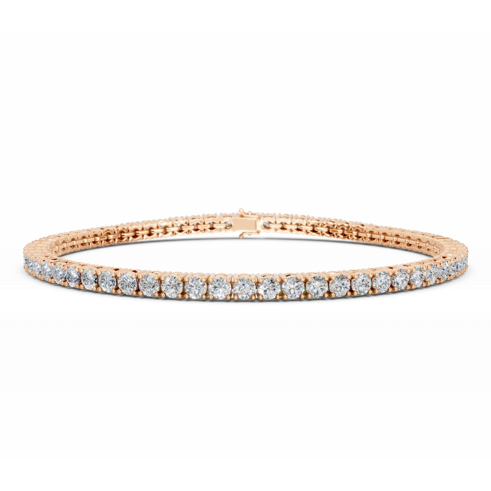 18K Rose Gold Tennis Bracelet with 3.3 Carat Round Diamond 