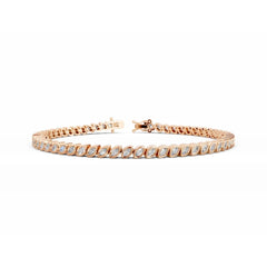 18K Rose Gold Marquise Diamond Tenis Bracelet Bezel 1.2 Carat
