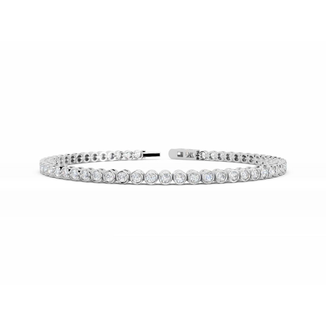 18K White Gold Bezel  Diamond Tennis Bracelet 1.8 carat