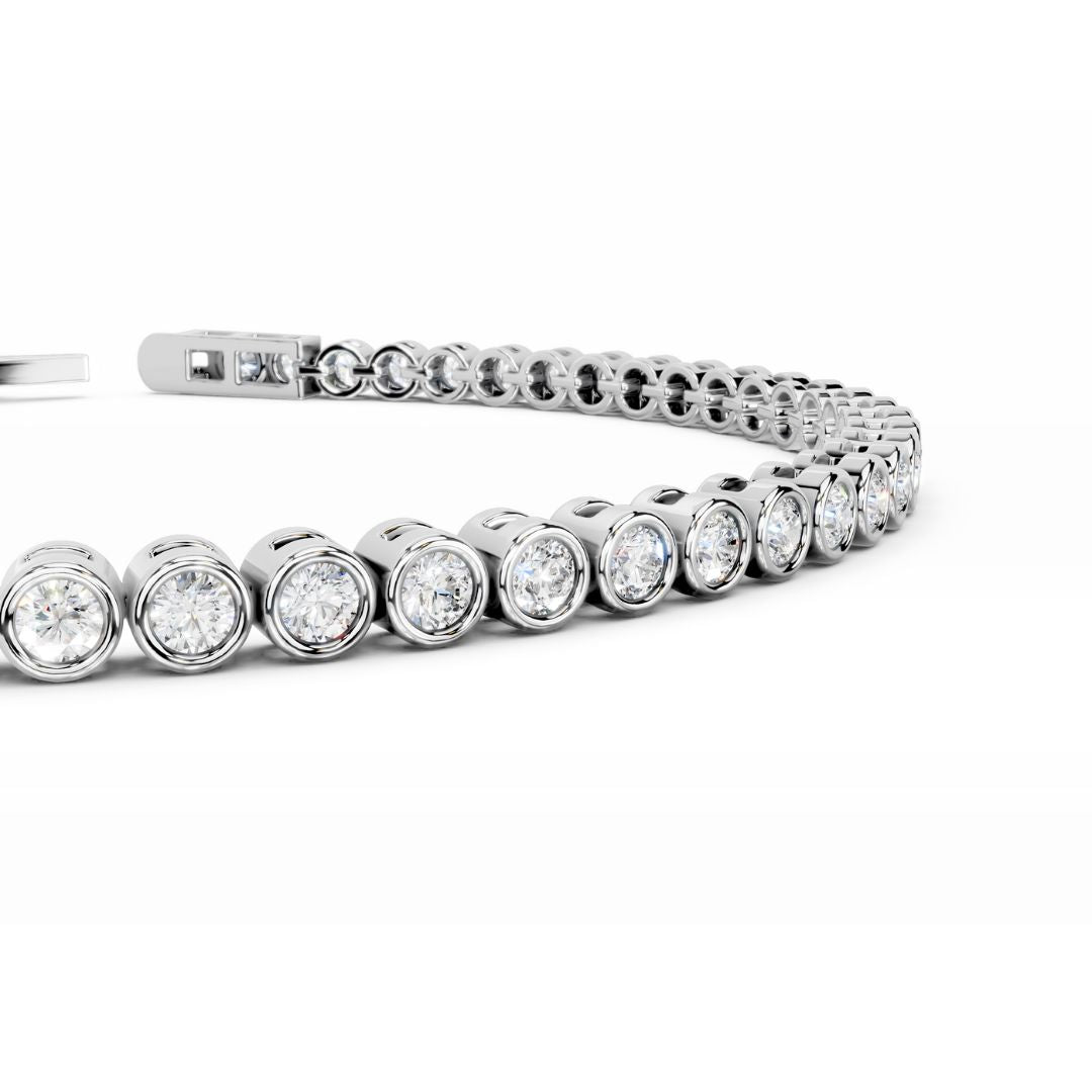 18K White Gold Bezel  Lab Grown Diamond Tennis Bracelet 1.8 carat