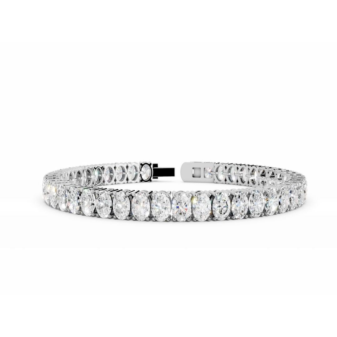 18K White Gold Oval Diamond Bracelet 15 Carat