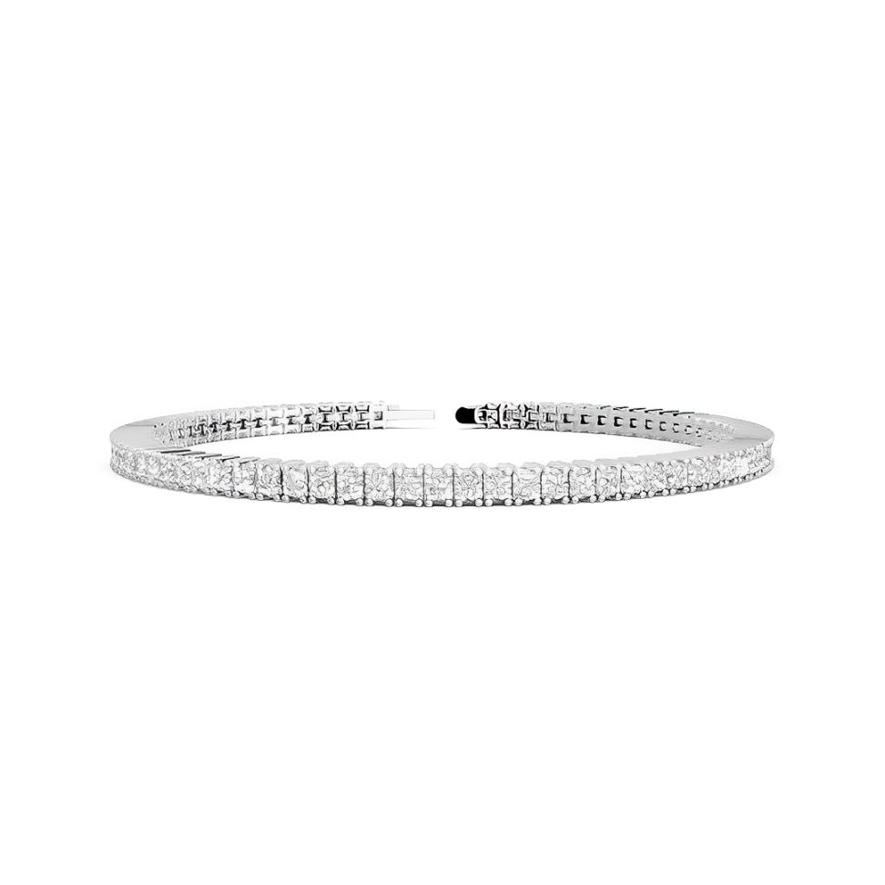 18K White Gold Princess Cut Diamond Tennis Bracelet 