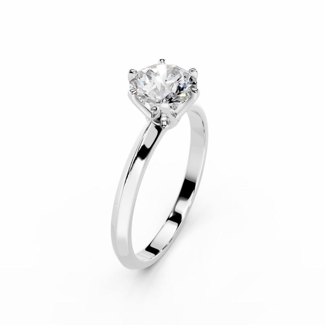18K White Gold Round Diamond Engagement Ring 