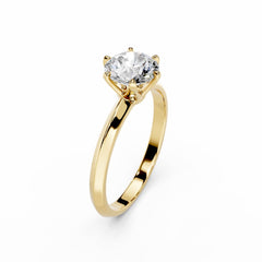 18K Yellow Gold 1 Carat Round Diamond Engagement Ring 