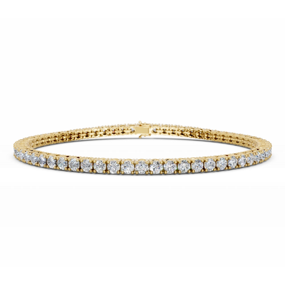 18K Gold Tennis Bracelet with 3.3 Carat Round Diamonds 

