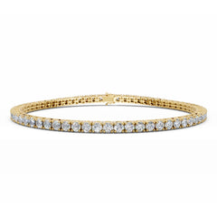 18K Gold Tennis Bracelet with 3.3 Carat Round Diamonds 
