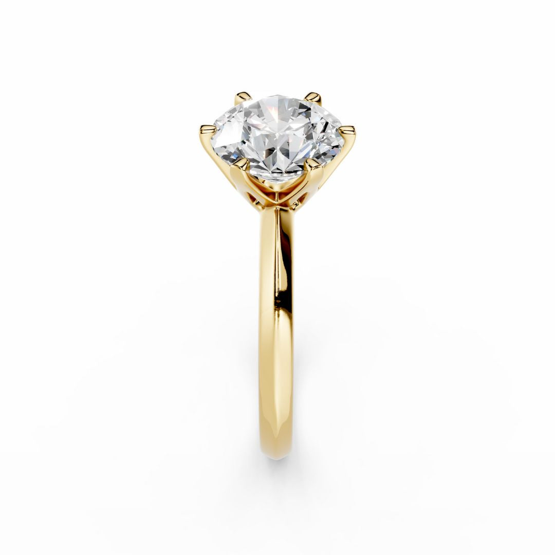 18K Yellow Gold Engagement Ring With 2 Carat Round Diamond