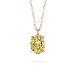 18K Gold Oval Cut Yellow Diamond Solitaire Necklace - 1 Carat