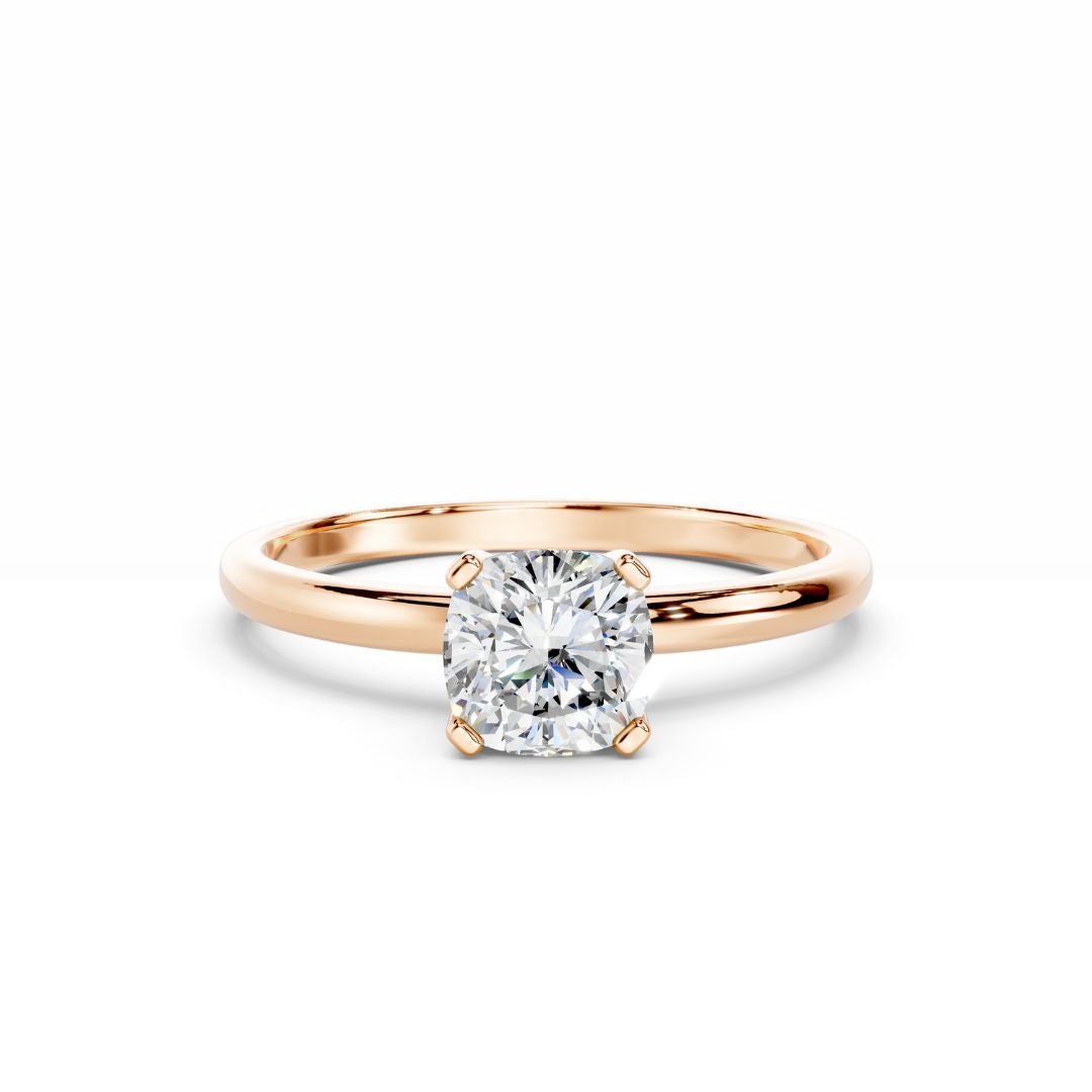1 Carat Cushion Diamond Engagement Ring 18K Rose Gold