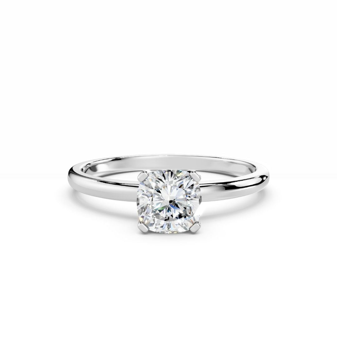 1 Carat Cushion Diamond Engagement Ring 18K White Gold