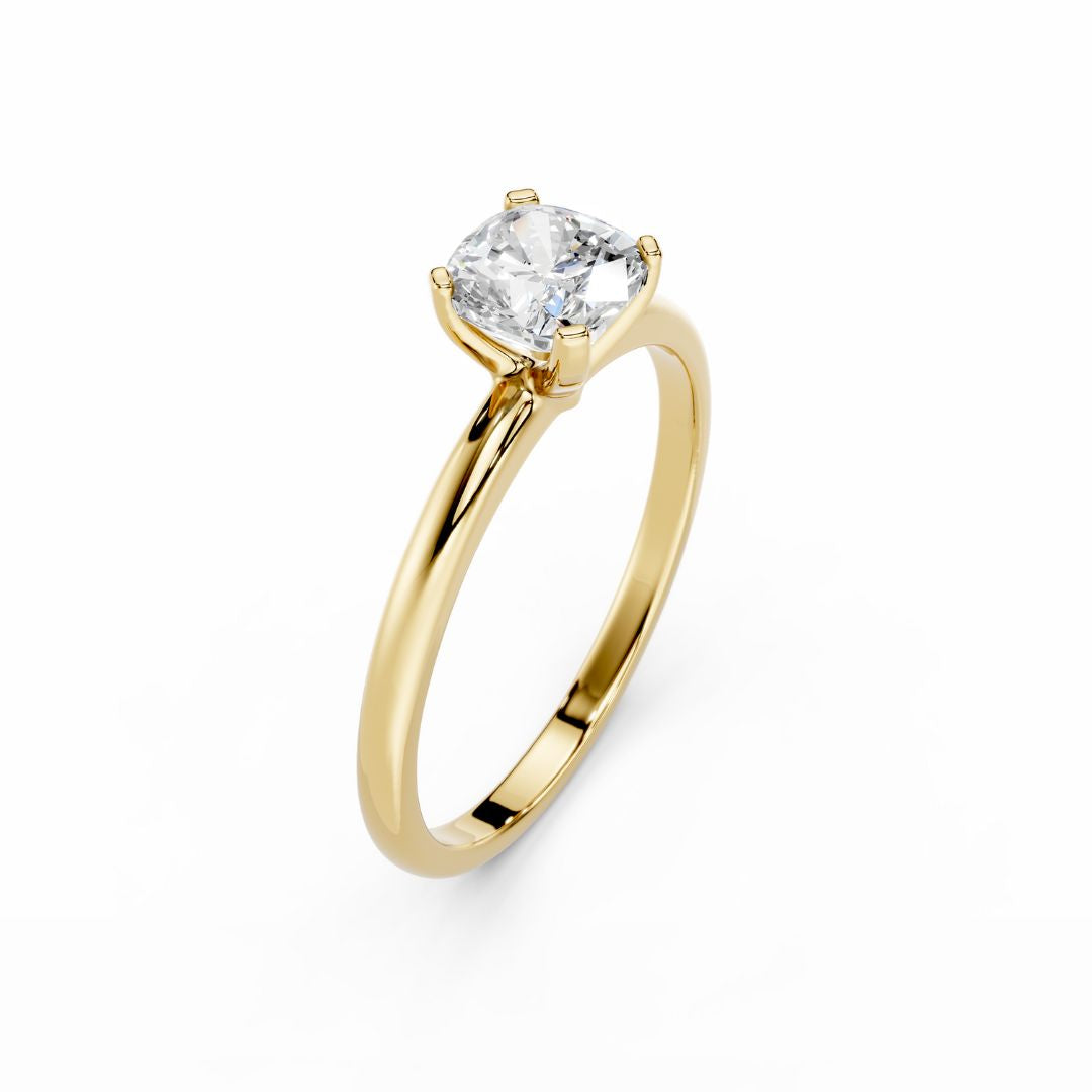 1 Carat Cushion Lab Grown Diamond Engagement Ring 18K Gold