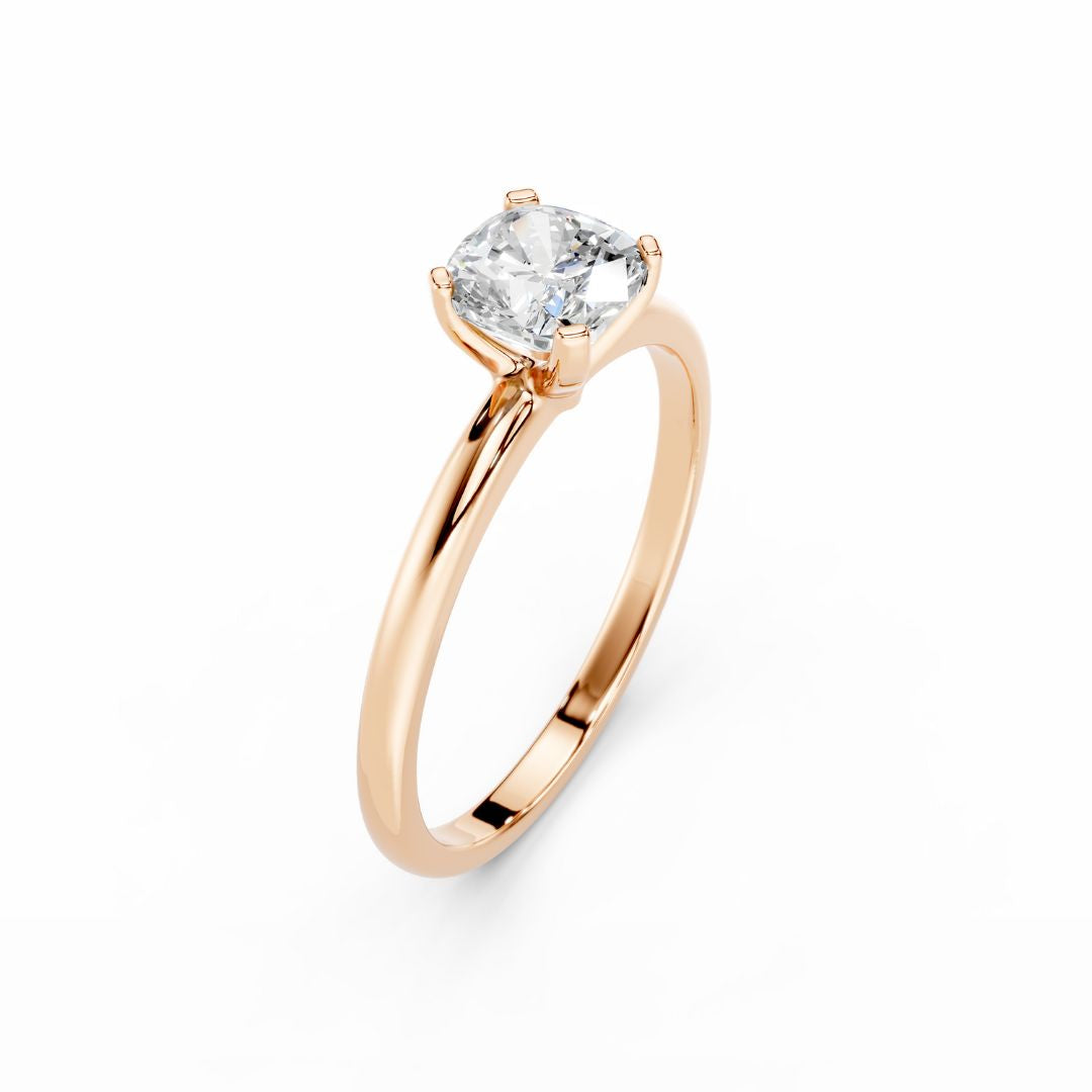 1 Carat Cushion Lab Grown Diamond Engagement Ring 18K Rose Gold
