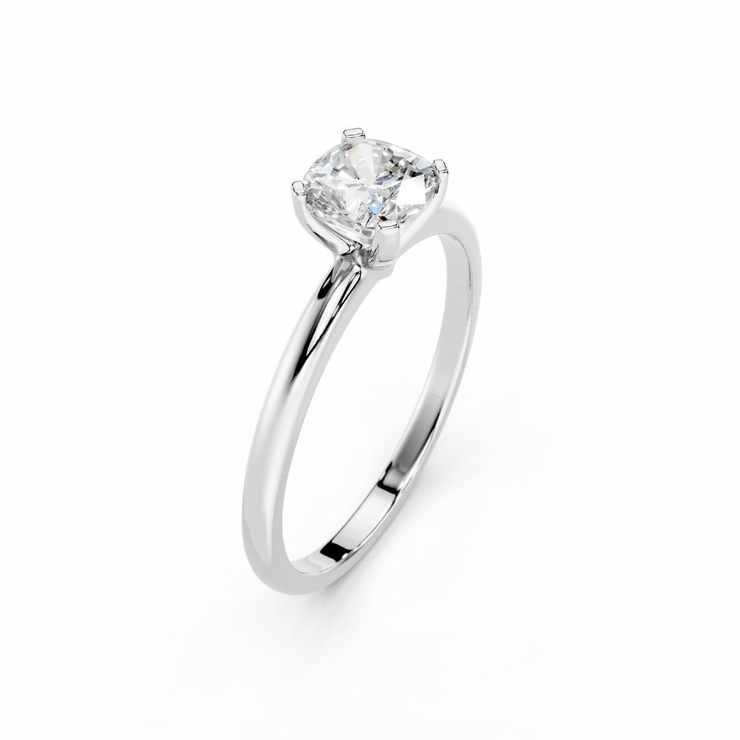 1 Carat Cushion Lab Grown Diamond Engagement Ring 18K White Gold
