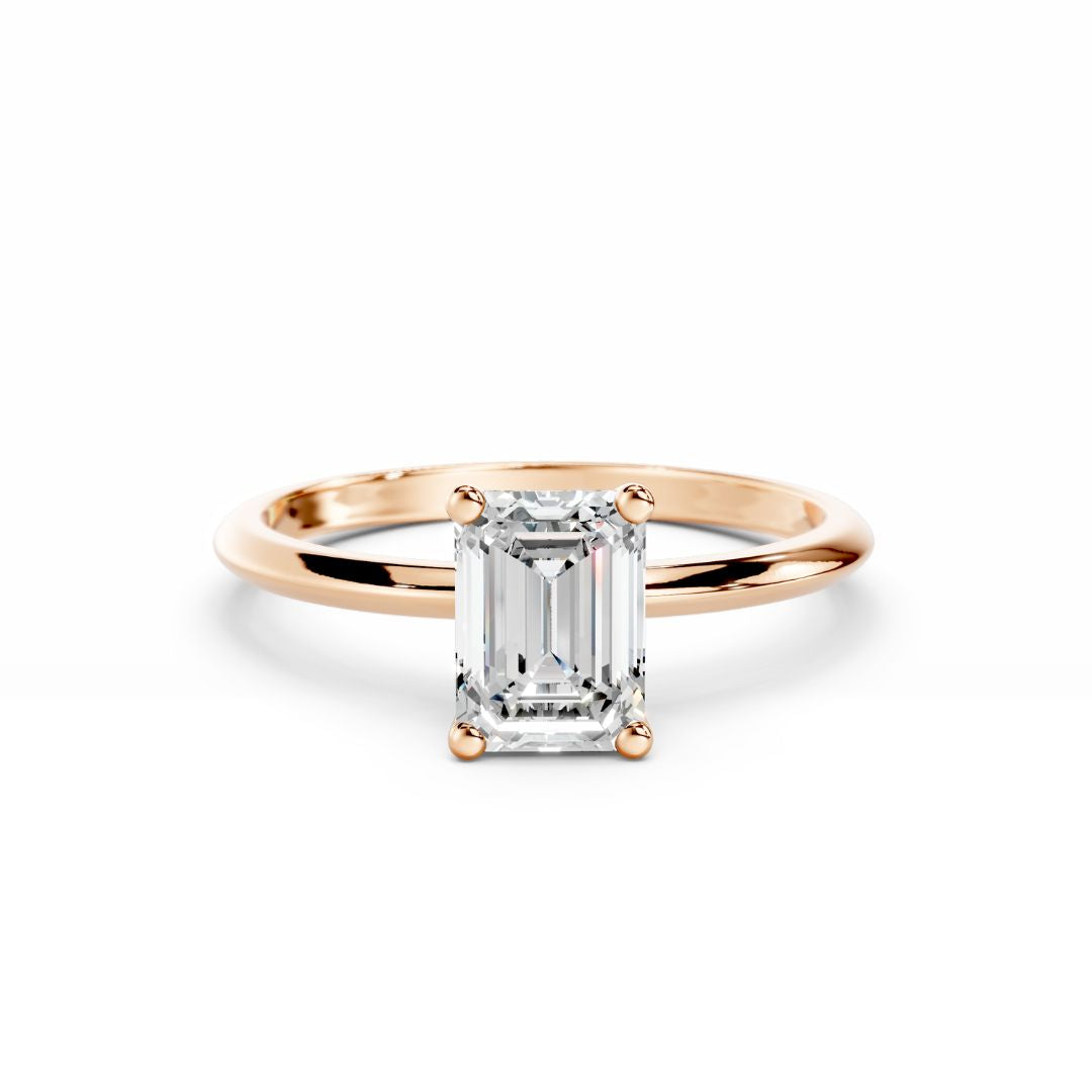 1 Carat Emerald Cut Diamond Engagement Ring Rose Gold