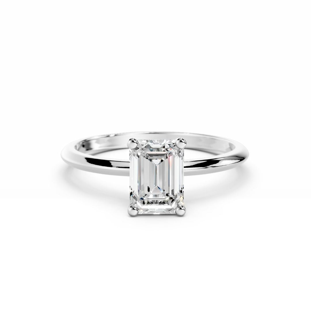 1 Carat Emerald Cut Diamond Engagement Ring White Gold