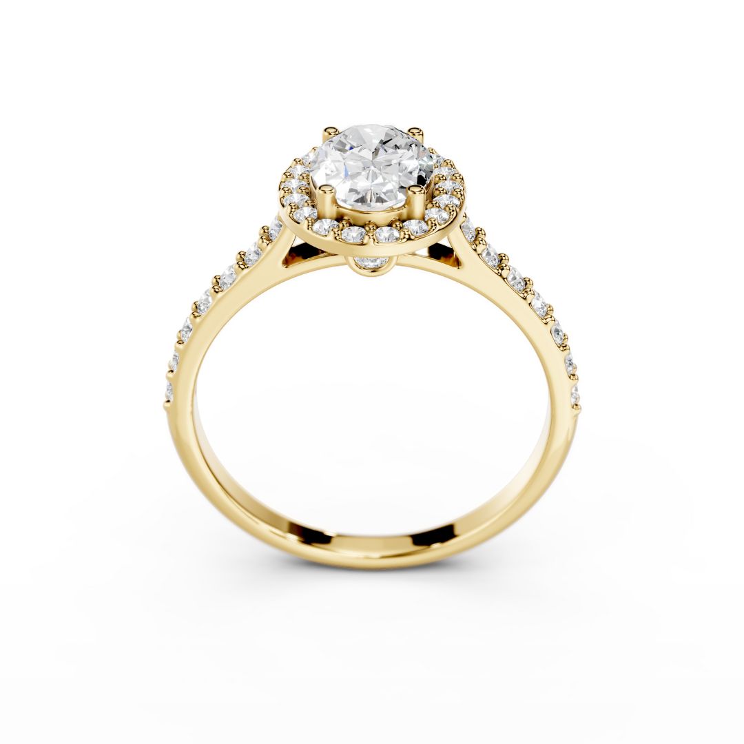 1 Carat Halo Oval Diamond Engagement Ring Gold Dubai