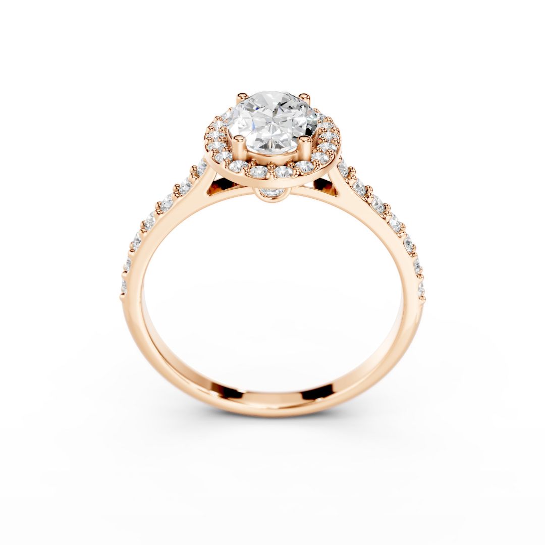 1 Carat Halo Oval Diamond Engagement Ring Rose Gold Dubai