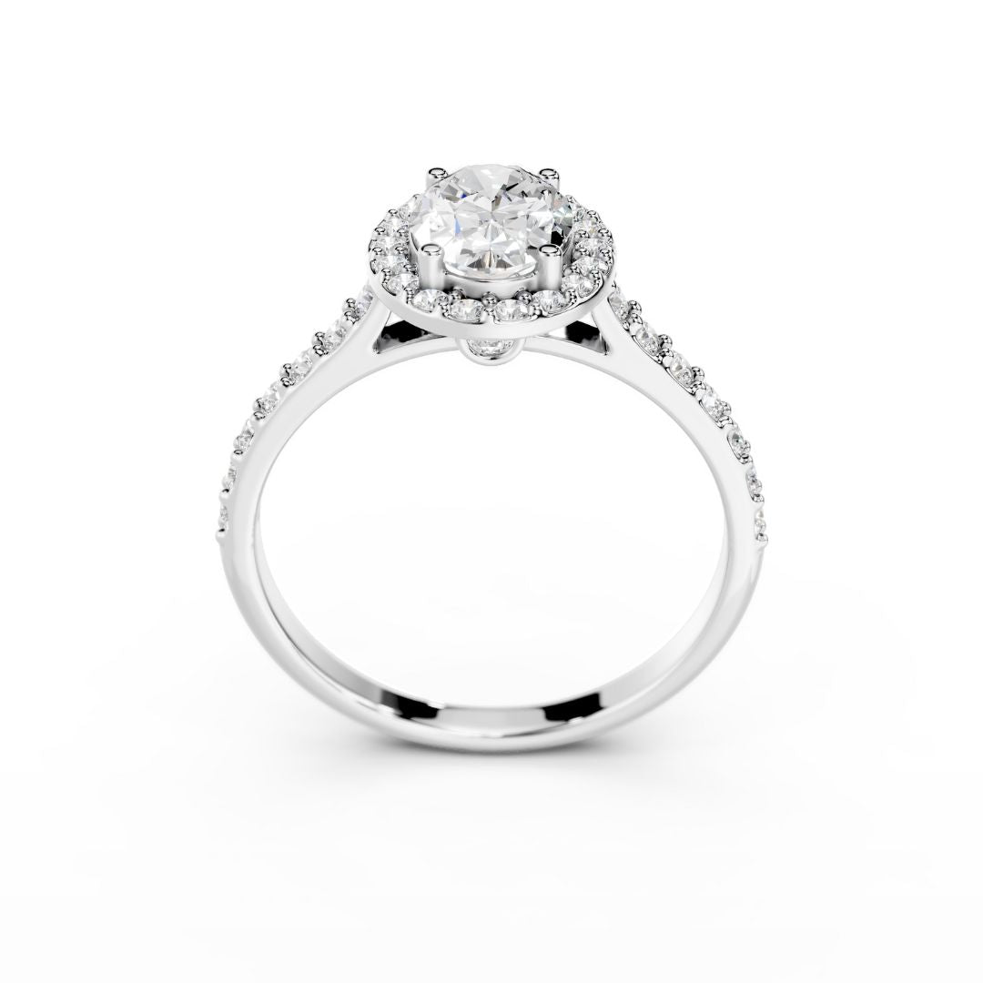 1 Carat Halo Oval Diamond Engagement Ring White Gold Dubai