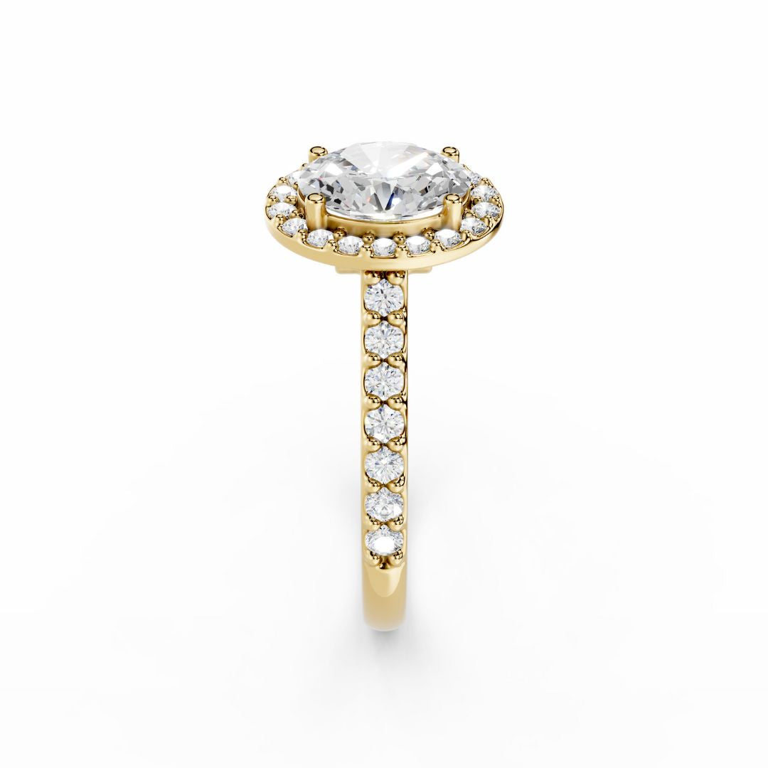 1 Carat Halo Oval Lab Grown Diamond Engagement Ring Gold Dubai