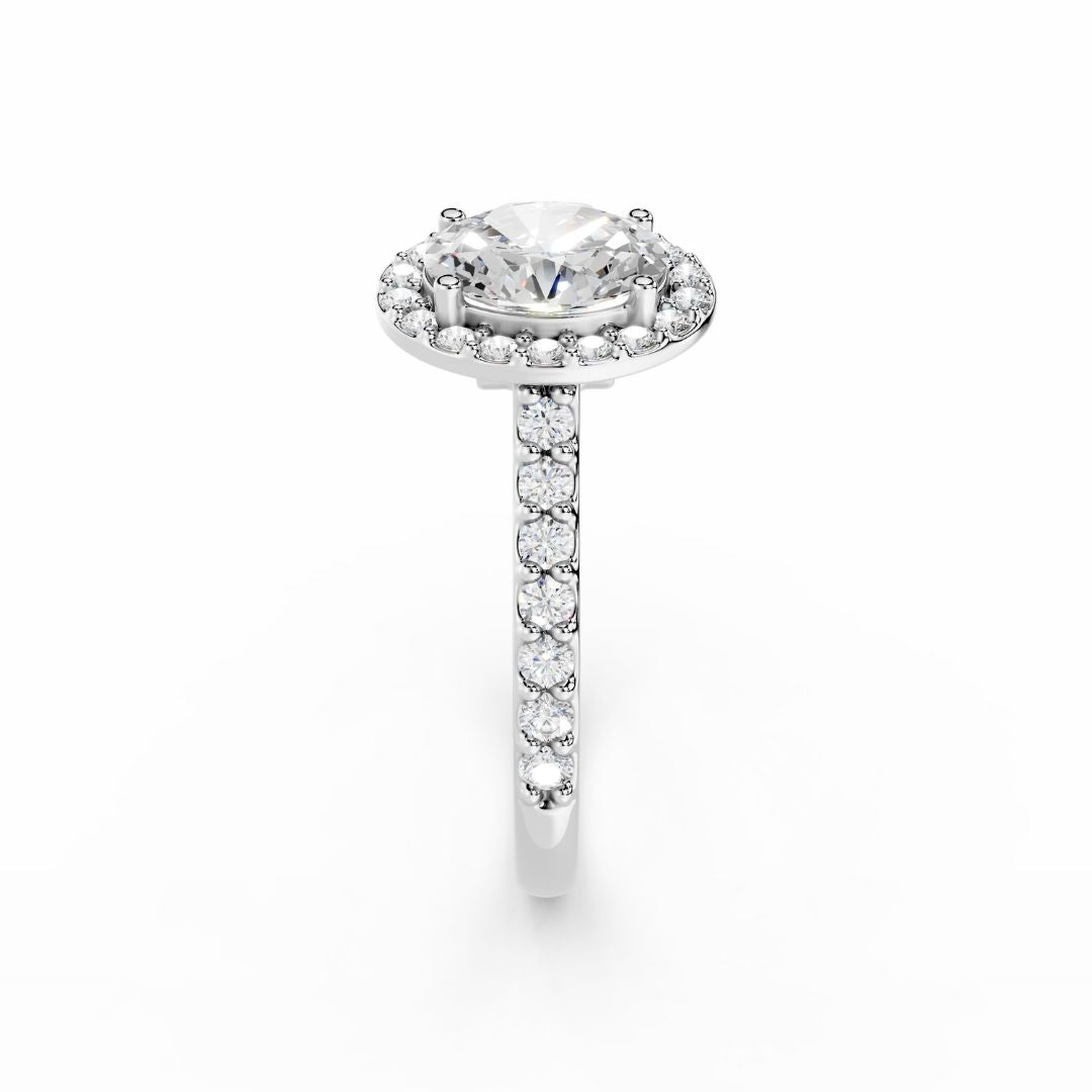 1 Carat Halo Oval Lab Grown Diamond Engagement Ring White Gold Dubai