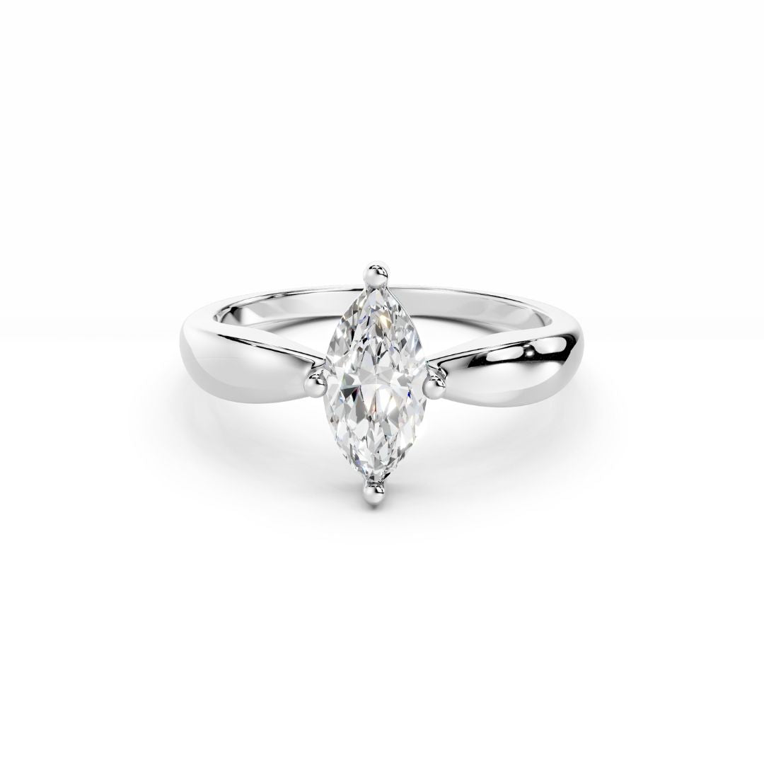 1 Carat Marquise Diamond Engagement Ring 18K White Gold