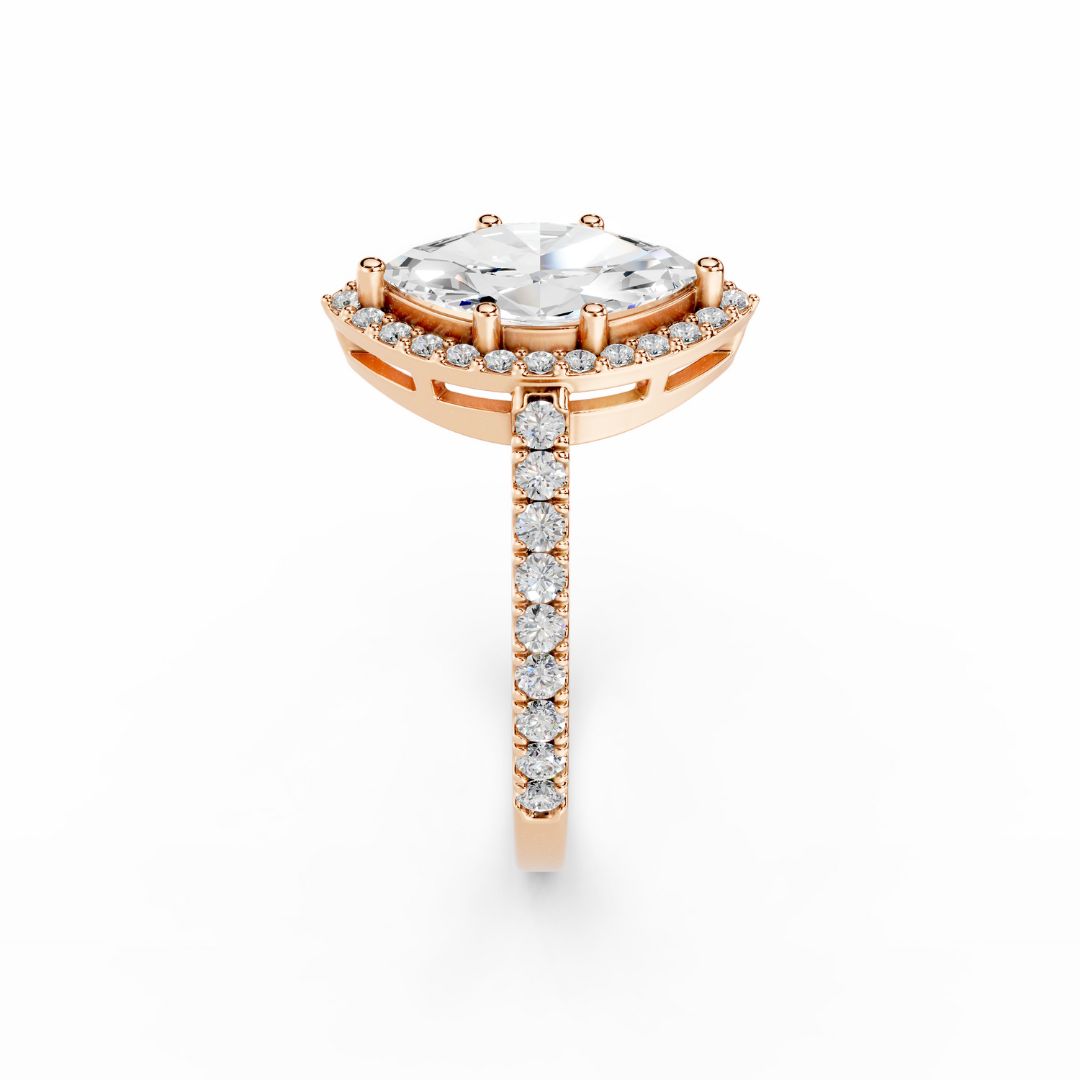 1 Carat Marquise Diamond Ring Halo Rose Gold Dubai