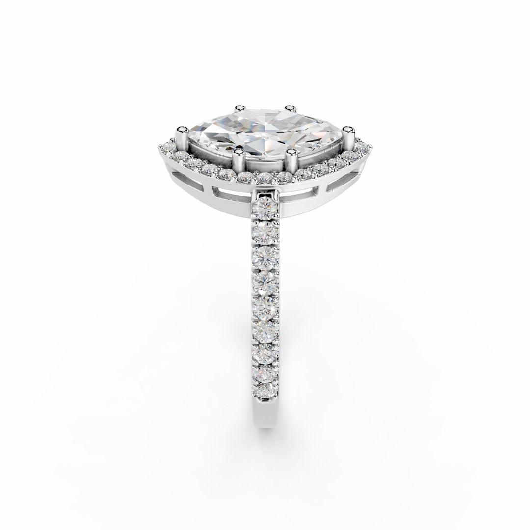 1 Carat Marquise Diamond Ring Halo White Gold Dubai