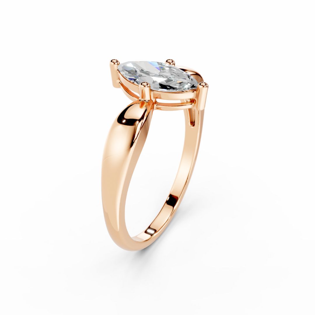 1 Carat Marquise Lab Grown Diamond Engagement Ring 18K Rose Gold