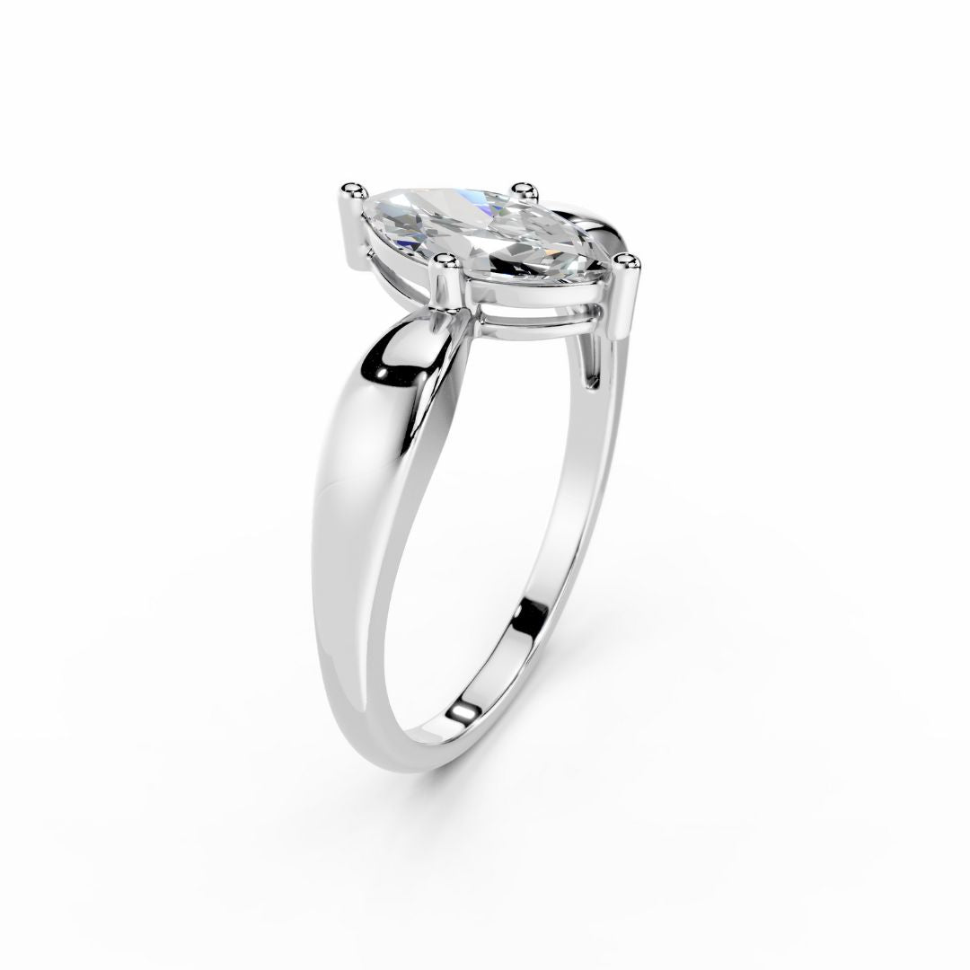 1 Carat Marquise Lab Grown Diamond Engagement Ring 18K White Gold