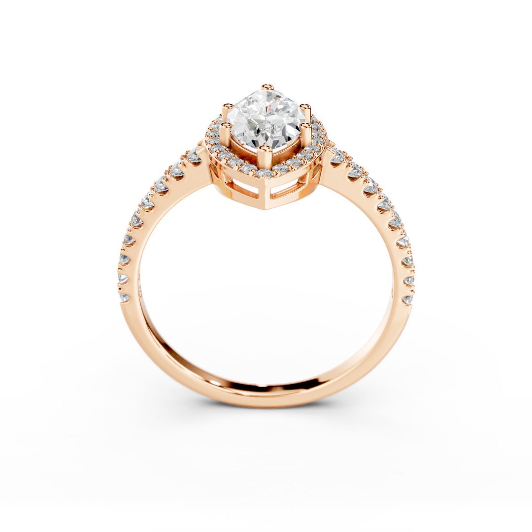 1 Carat Marquise Lab grown Diamond Ring Halo Rose Gold Dubai