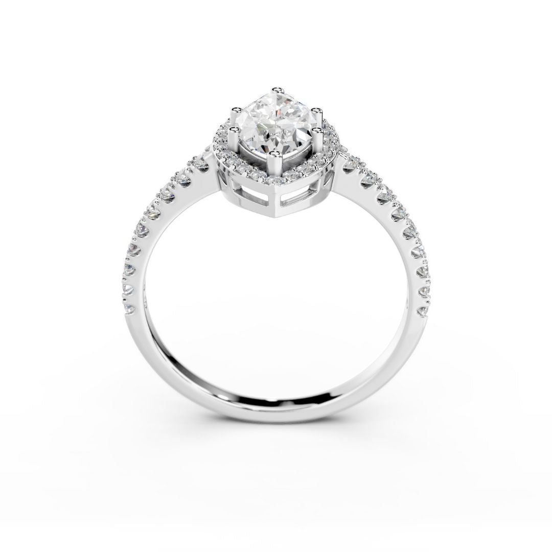 1 Carat Marquise Lab grown Diamond Ring Halo White Gold Dubai