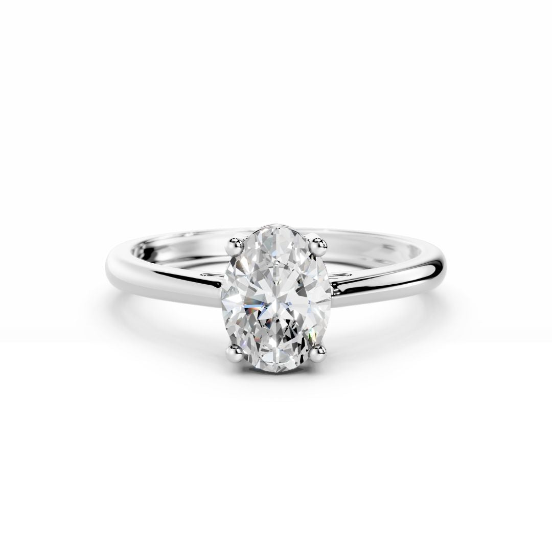 1 Carat Oval Diamond Engagement Ring 18K White Gold
