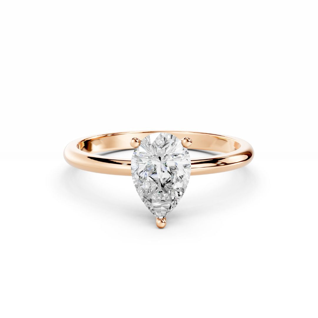 1 Carat Pear Diamond Engagement Ring  18K Rose Gold